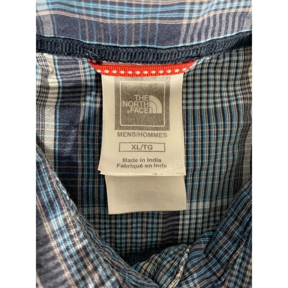 The North Face Mens Sz XL Short Sleeve Shirt Blue Gray Striped Button Up - Picture 7 of 9